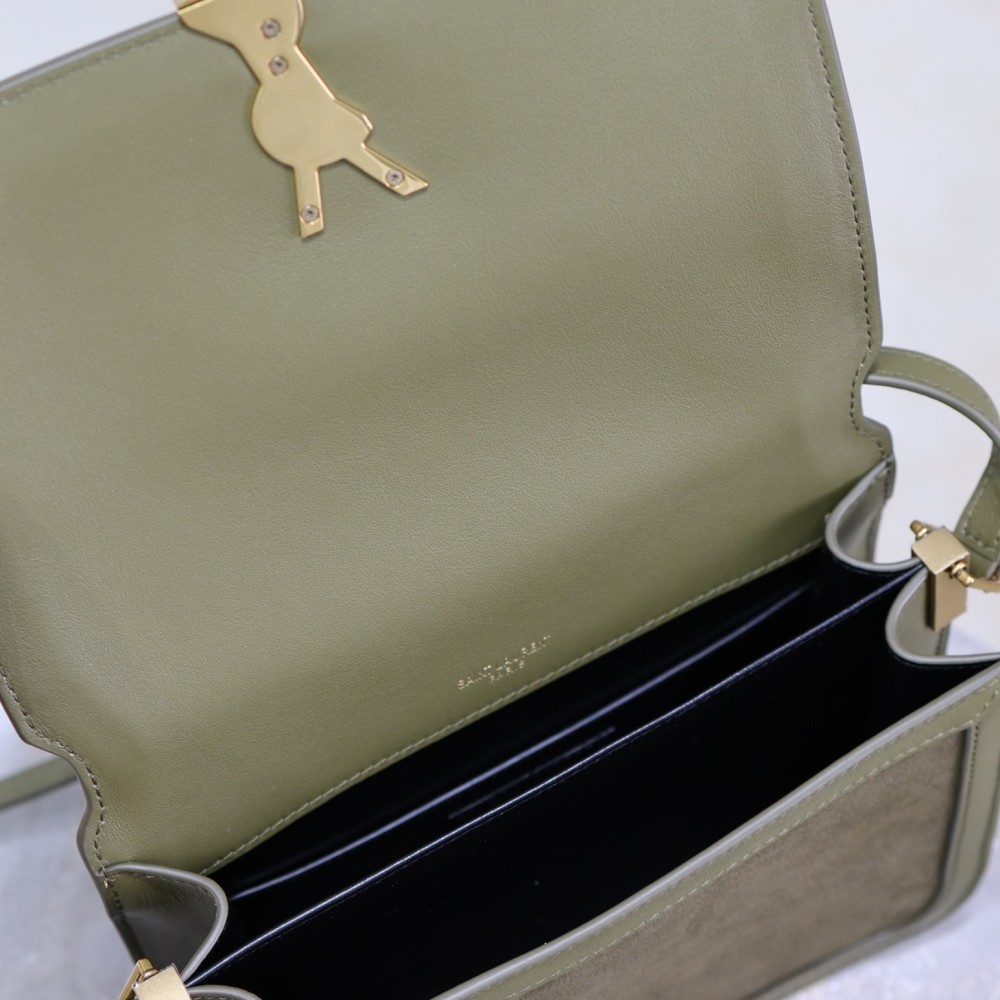 Saint Laurent Matcha Green Suede Chain Shoulder Bag Saint Laurent Matcha Green Suede Chain Shoulder Bag