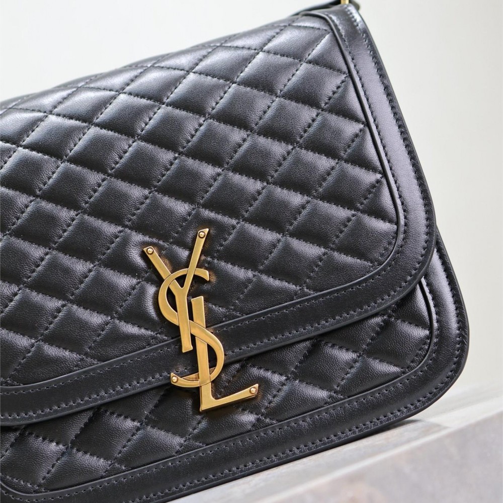 Saint Laurent starry black textured leather flap shoulder bag Saint Laurent starry black textured leather flap shoulder bag