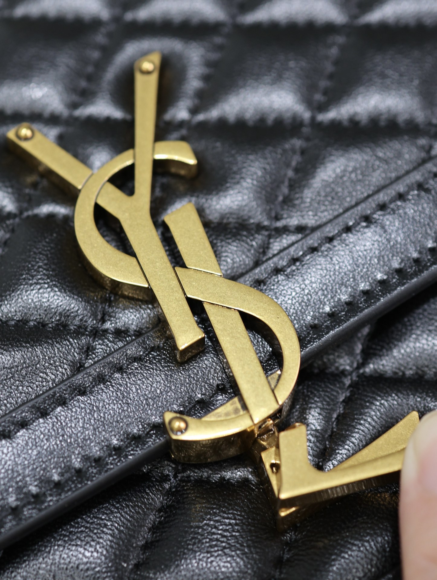 Saint Laurent starry black textured leather flap shoulder bag