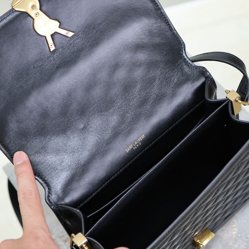 Saint Laurent starry black textured leather flap shoulder bag Saint Laurent starry black textured leather flap shoulder bag