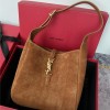 Saint Laurent hobo full leather underarm bag soft series warm brown suede ladies shoulder bag Saint Laurent hobo full leather underarm bag soft series warm brown suede ladies shoulder bag