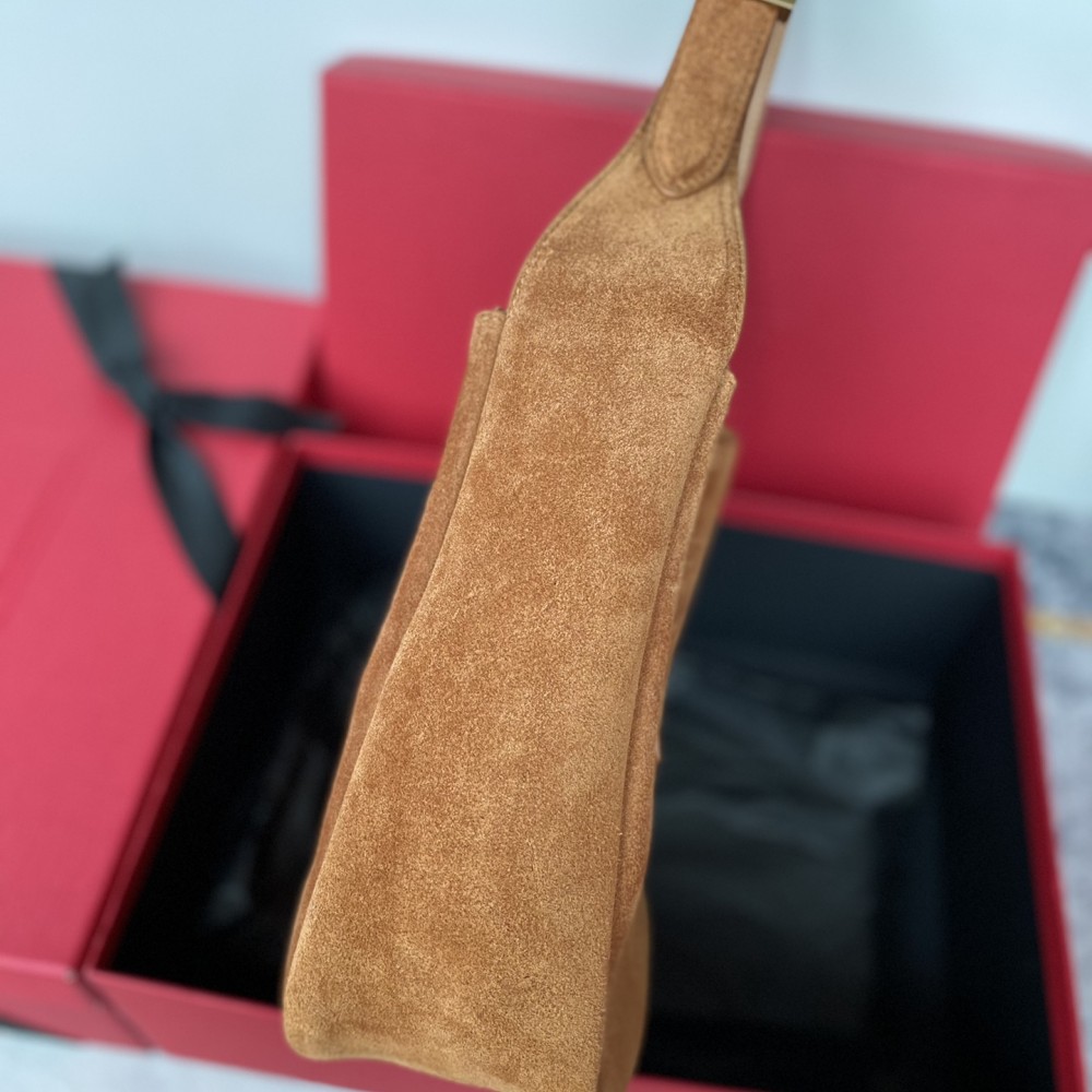 Saint Laurent hobo full leather underarm bag soft series warm brown suede ladies shoulder bag Saint Laurent hobo full leather underarm bag soft series warm brown suede ladies shoulder bag