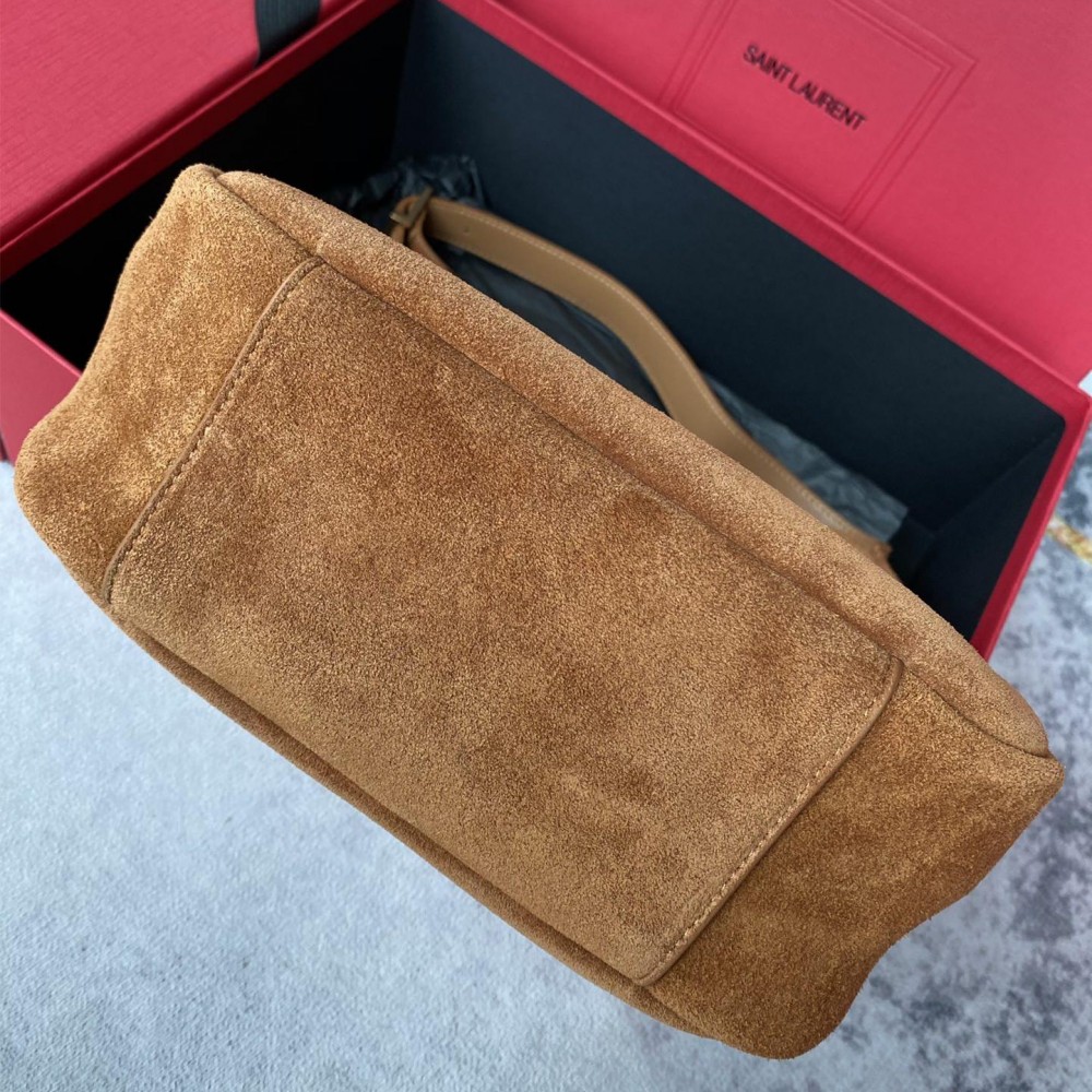 Saint Laurent hobo full leather underarm bag soft series warm brown suede ladies shoulder bag Saint Laurent hobo full leather underarm bag soft series warm brown suede ladies shoulder bag