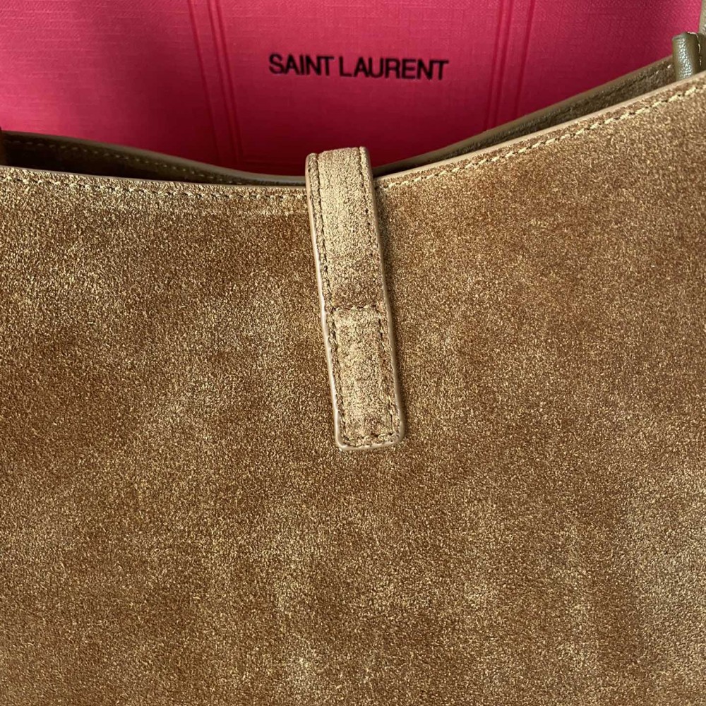 Saint Laurent hobo full leather underarm bag soft series warm brown suede ladies shoulder bag Saint Laurent hobo full leather underarm bag soft series warm brown suede ladies shoulder bag