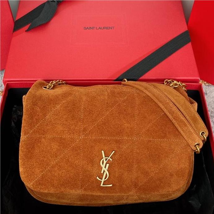 Saint Laurent Jamie series warm brown suede texture high-quality hardware bag. Saint Laurent Jamie series warm brown suede texture high-quality hardware bag.