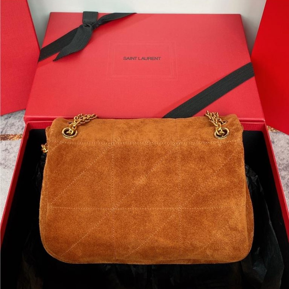 Saint Laurent Jamie series warm brown suede texture high-quality hardware bag. Saint Laurent Jamie series warm brown suede texture high-quality hardware bag.