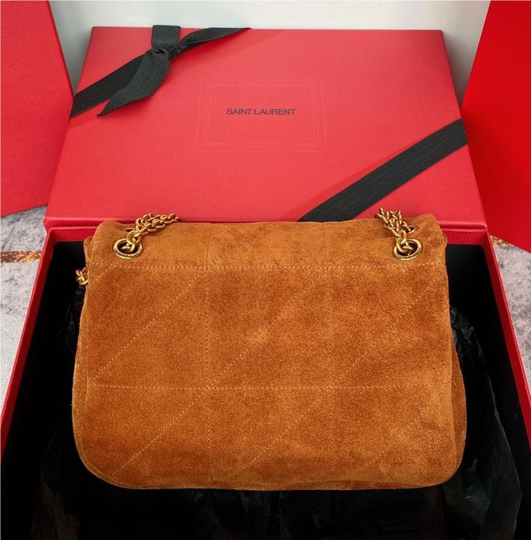 Saint Laurent Jamie series warm brown suede texture high-quality hardware bag. Saint Laurent Jamie series warm brown suede texture high-quality hardware bag.