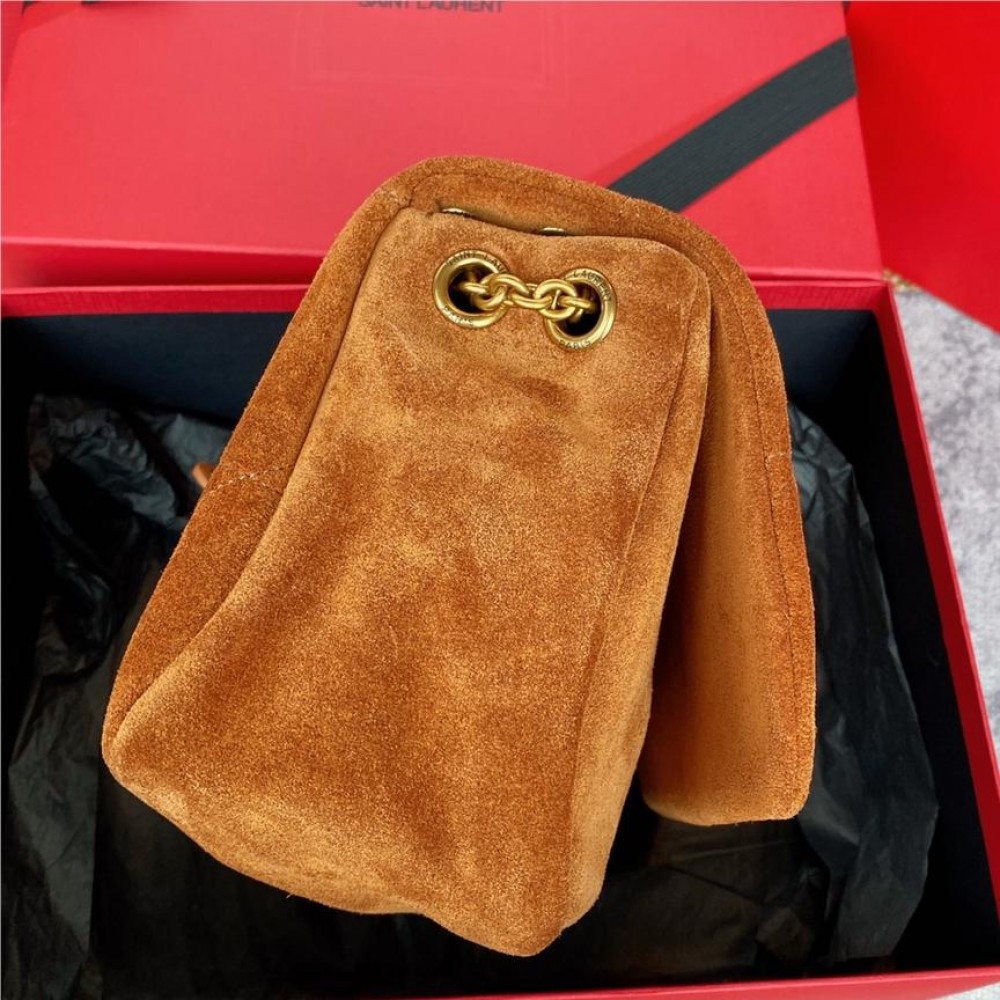 Saint Laurent Jamie series warm brown suede texture high-quality hardware bag. Saint Laurent Jamie series warm brown suede texture high-quality hardware bag.