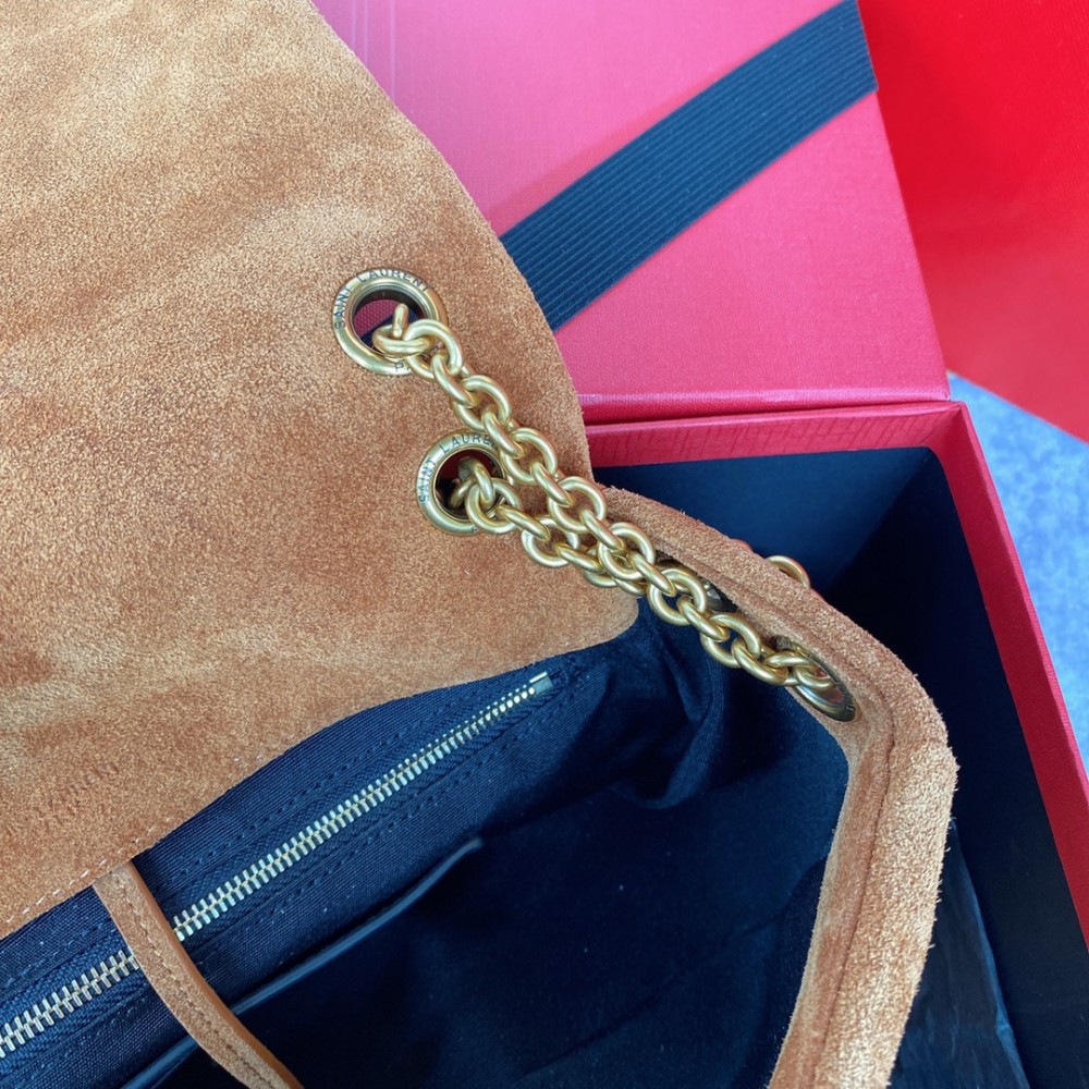 Saint Laurent Jamie series warm brown suede texture high-quality hardware bag. Saint Laurent Jamie series warm brown suede texture high-quality hardware bag.