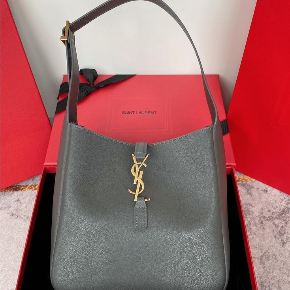 Saint Laurent hobo full leather underarm bag soft series rhino grey suede women's shoulder bag Saint Laurent hobo full leather underarm bag soft series rhino grey suede women's shoulder bag