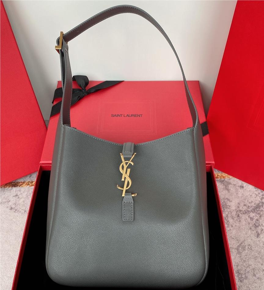 Saint Laurent hobo full leather underarm bag soft series rhino grey suede women's shoulder bag Saint Laurent hobo full leather underarm bag soft series rhino grey suede women's shoulder bag