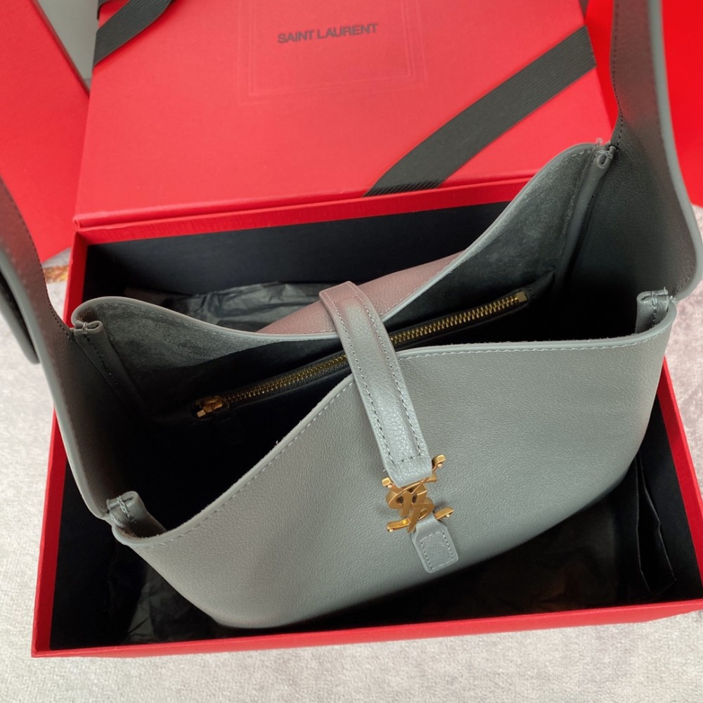 Saint Laurent hobo full leather underarm bag soft series rhino grey suede women's shoulder bag Saint Laurent hobo full leather underarm bag soft series rhino grey suede women's shoulder bag