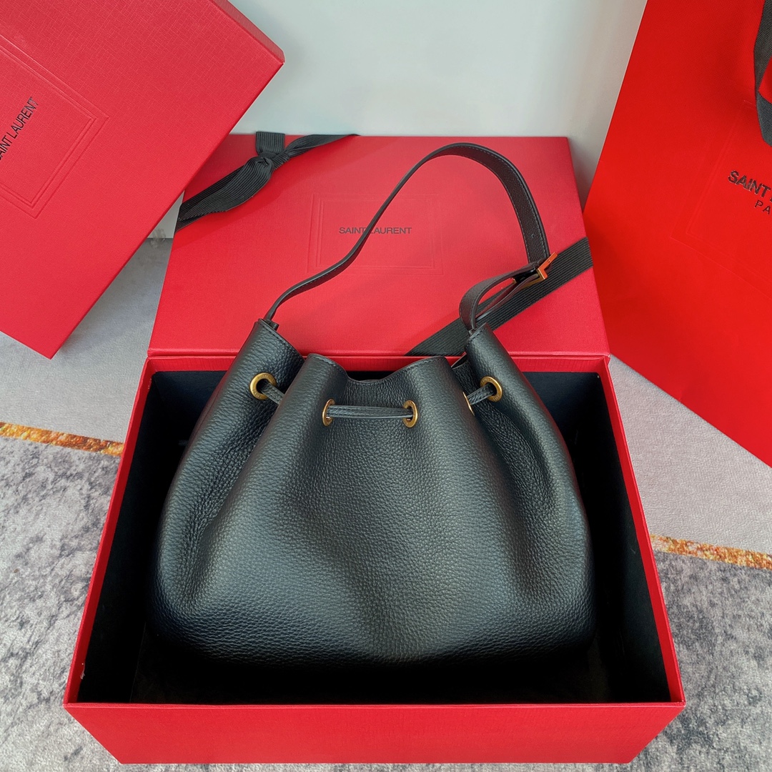 Saint Laurent classic navy blue exquisite hardware retractable bag bucket bag Saint Laurent classic navy blue exquisite hardware retractable bag bucket bag
