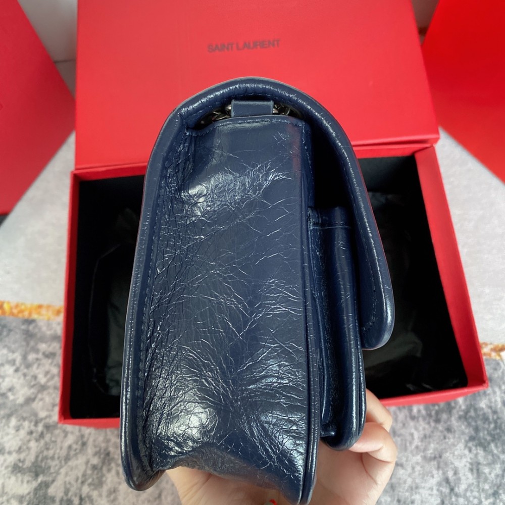 Saint Laurent Niki Grained Navy Blue Exquisite Hardware Lambskin Handbag Saint Laurent Niki Grained Navy Blue Exquisite Hardware Lambskin Handbag