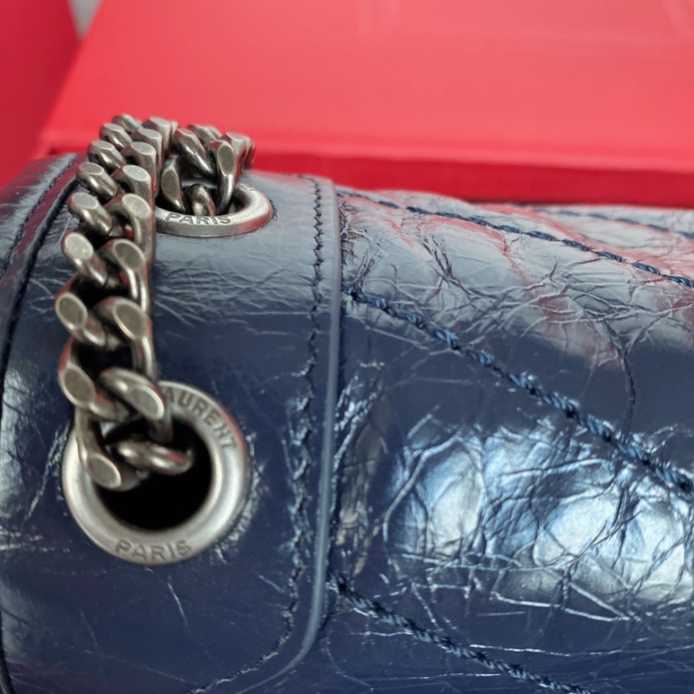 Saint Laurent Niki Grained Navy Blue Exquisite Hardware Lambskin Handbag Saint Laurent Niki Grained Navy Blue Exquisite Hardware Lambskin Handbag