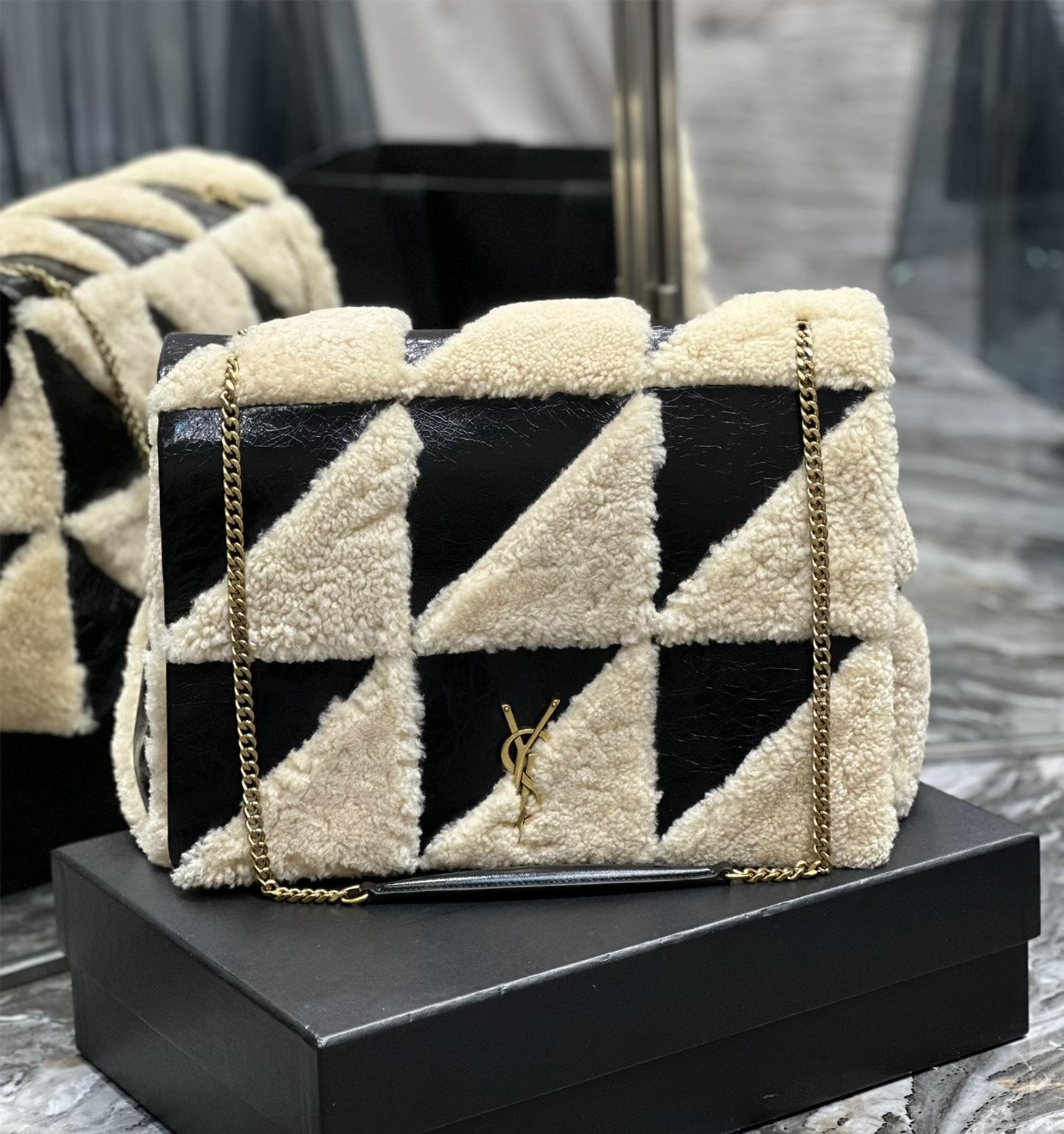 Saint Laurent NIKI series suede black and white contrast women's medium folding vintage leather handbag Saint Laurent NIKI series suede black and white contrast women's medium folding vintage leather handbag