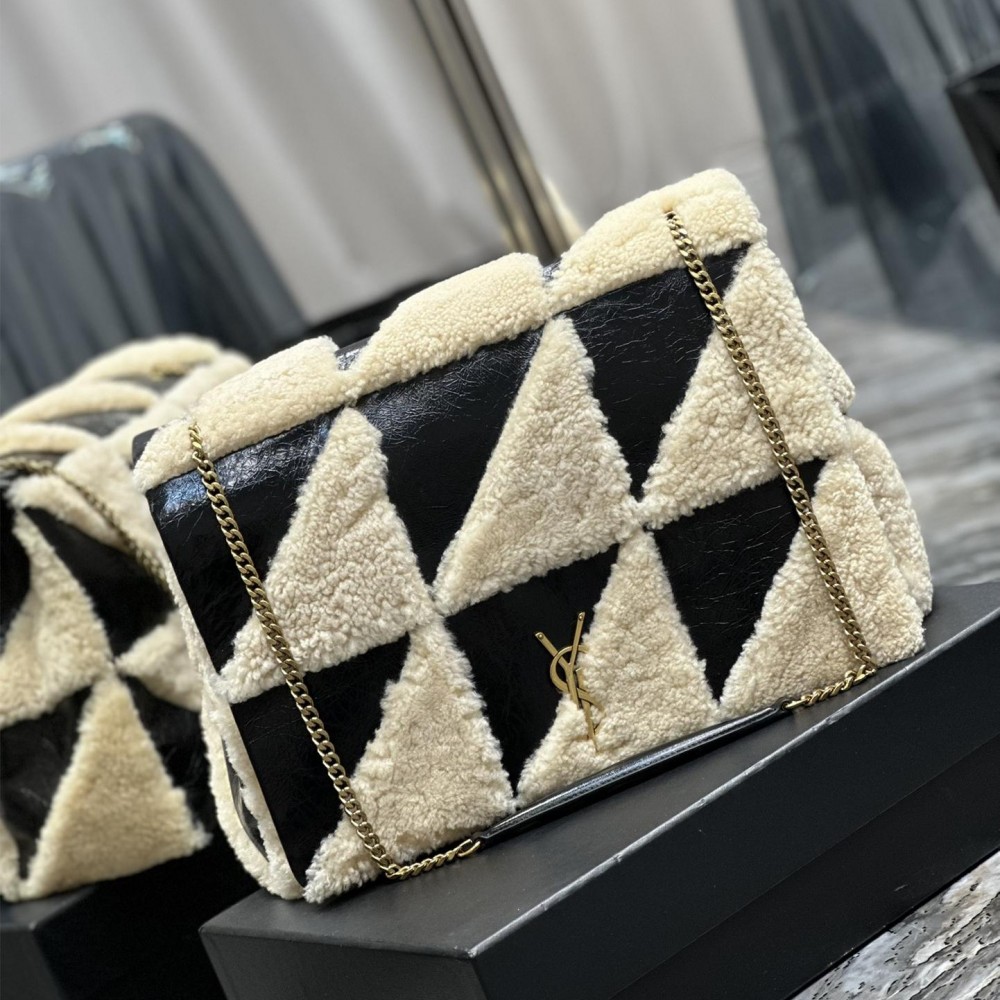 Saint Laurent NIKI series suede black and white contrast women's medium folding vintage leather handbag Saint Laurent NIKI series suede black and white contrast women's medium folding vintage leather handbag