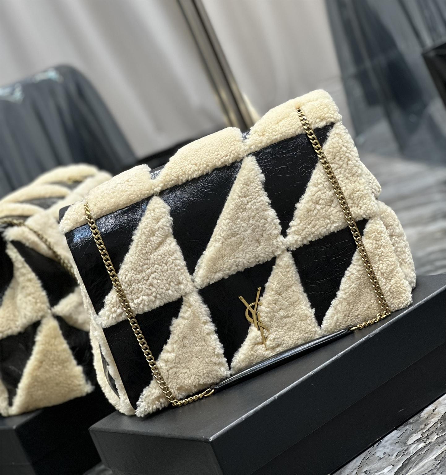 Saint Laurent NIKI series suede black and white contrast women's medium folding vintage leather handbag Saint Laurent NIKI series suede black and white contrast women's medium folding vintage leather handbag