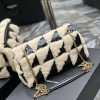 Saint Laurent NIKI series suede black and white contrast women's small folding vintage leather handbag Saint Laurent NIKI series suede black and white contrast women's small folding vintage leather handbag