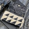 Saint Laurent NIKI series suede black and white contrast women's small folding vintage leather handbag Saint Laurent NIKI series suede black and white contrast women's small folding vintage leather handbag