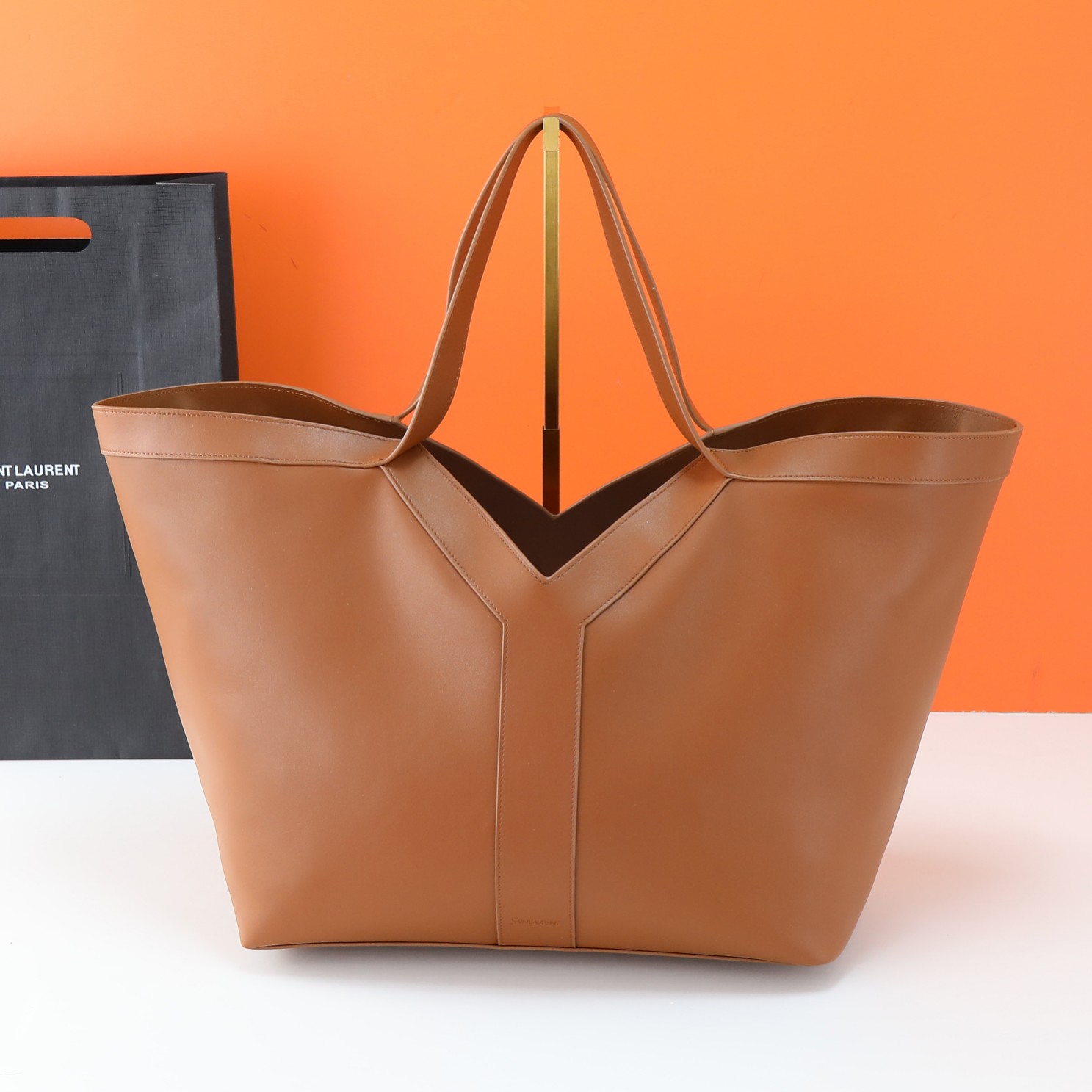Saint Laurent Jungle Brown Shiny Premium Leather Large Bucket Bag