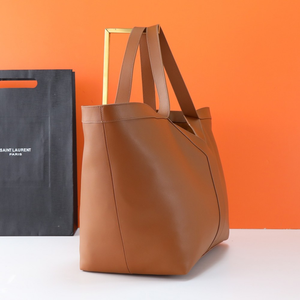 Saint Laurent Jungle Brown Shiny Premium Leather Large Bucket Bag Saint Laurent Jungle Brown Shiny Premium Leather Large Bucket Bag