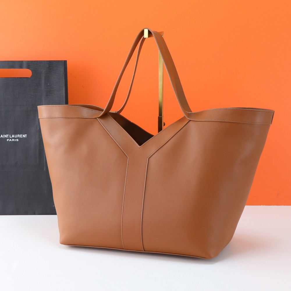 Saint Laurent Jungle Brown Shiny Premium Leather Large Bucket Bag Saint Laurent Jungle Brown Shiny Premium Leather Large Bucket Bag