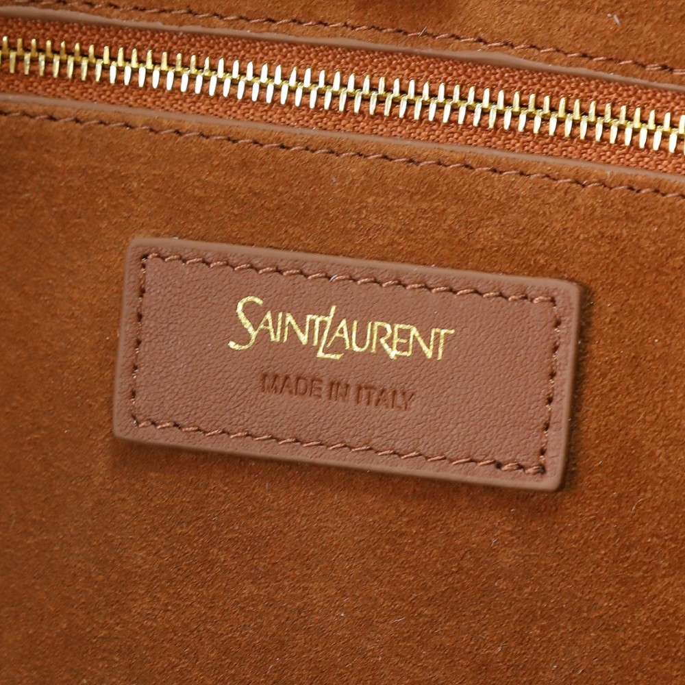 Saint Laurent Jungle Brown Shiny Premium Leather Large Bucket Bag Saint Laurent Jungle Brown Shiny Premium Leather Large Bucket Bag