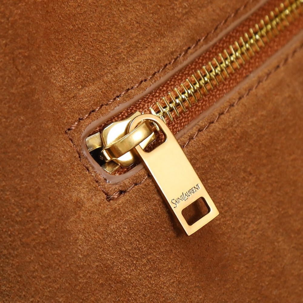 Saint Laurent Jungle Brown Shiny Premium Leather Large Bucket Bag Saint Laurent Jungle Brown Shiny Premium Leather Large Bucket Bag