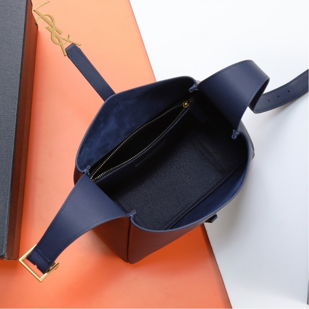 Saint Laurent Jungle Brown Shiny Premium Leather Large Bucket Bag