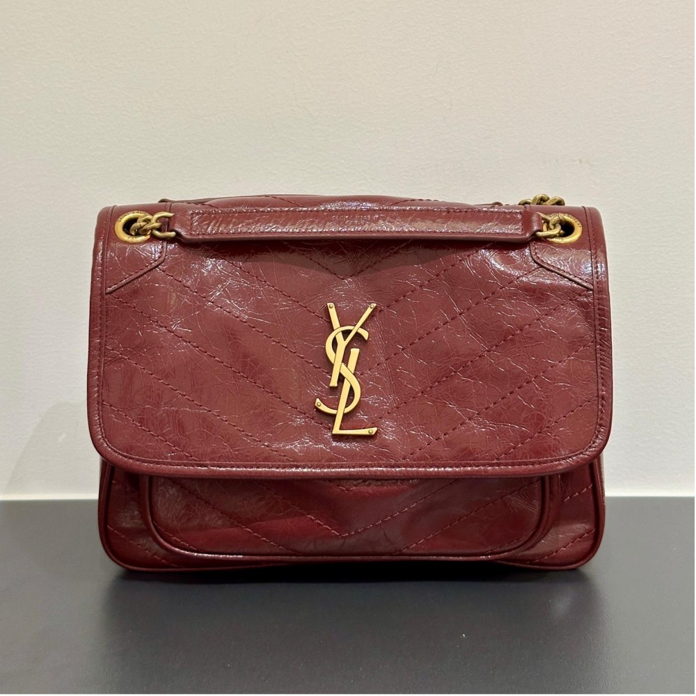Saint Laurent Niki burgundy flap bag