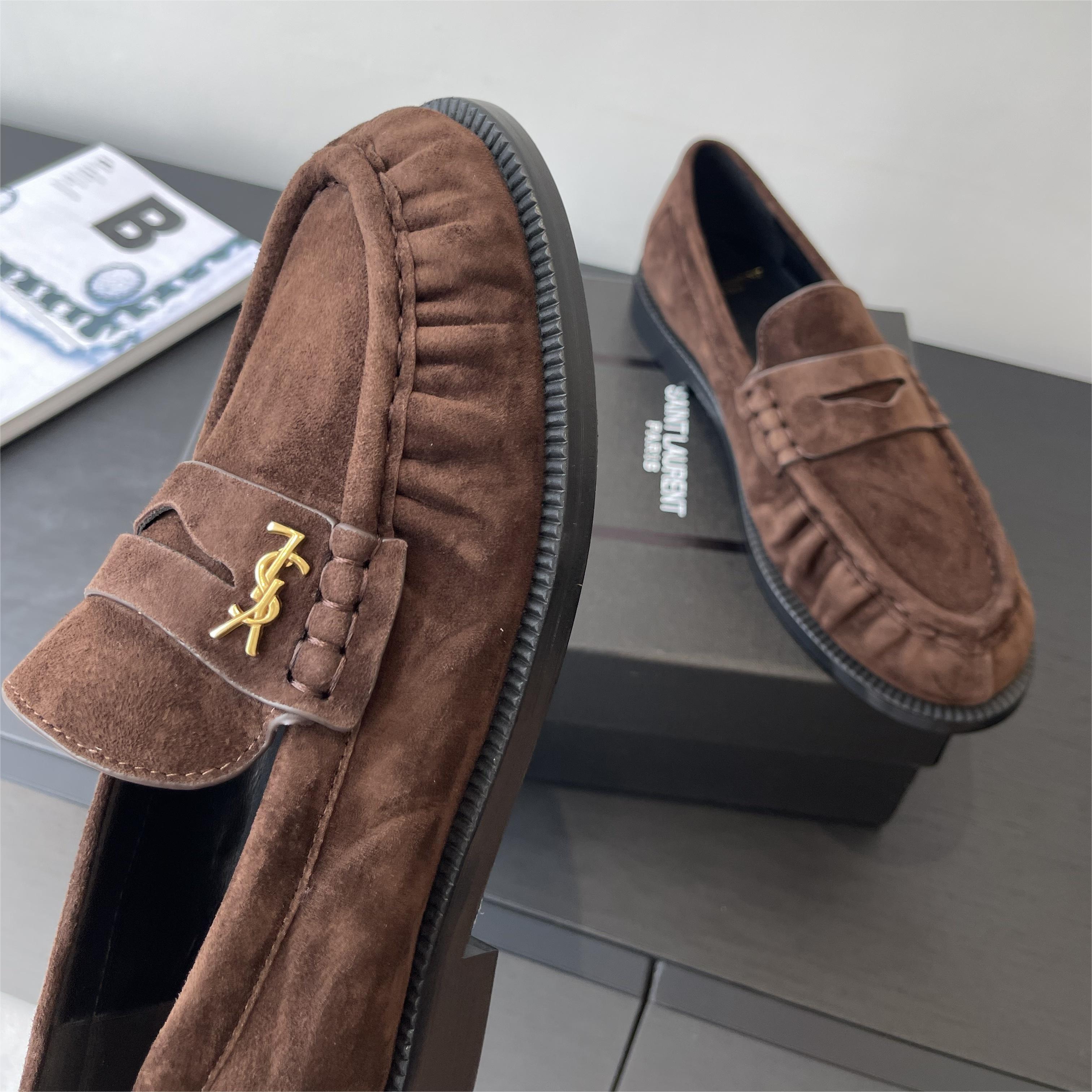 Saint Laurent Le Loafer Supple Suede Penny Loafers