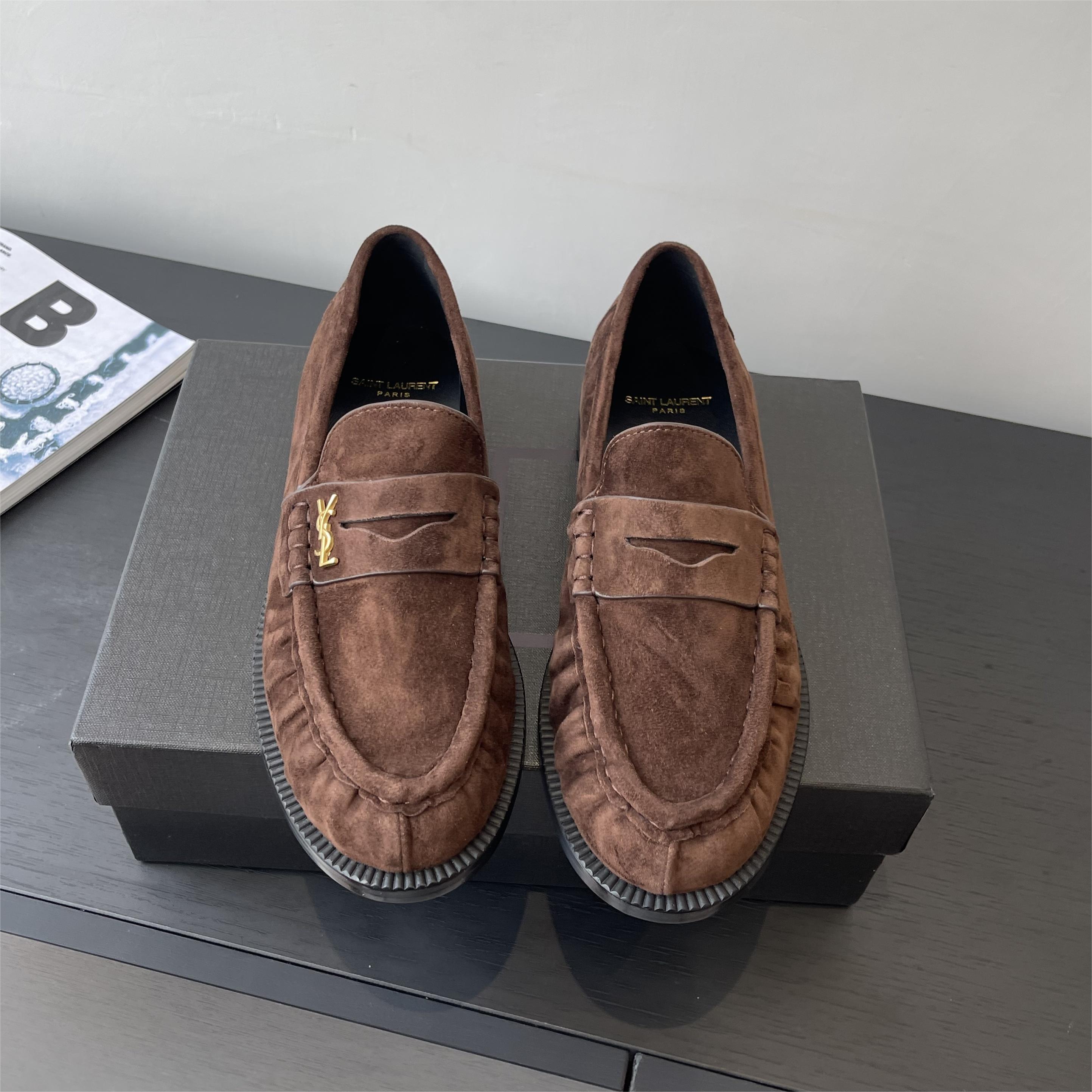 Saint Laurent Le Loafer Supple Suede Penny Loafers