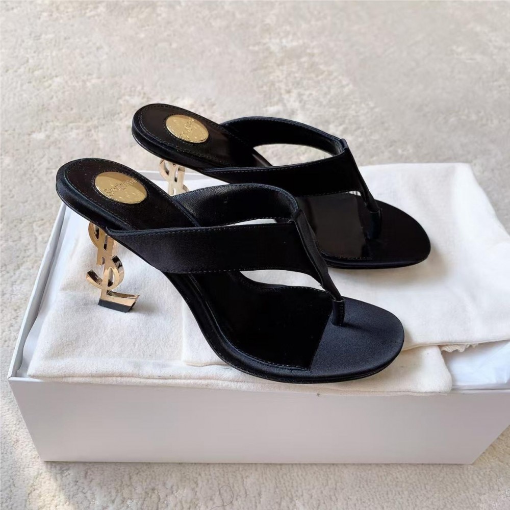 Saint Laurent black leather high heels