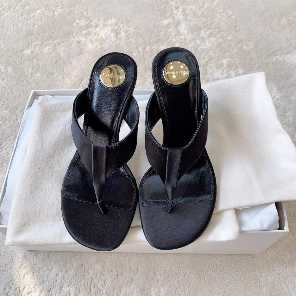 Saint Laurent black leather high heels