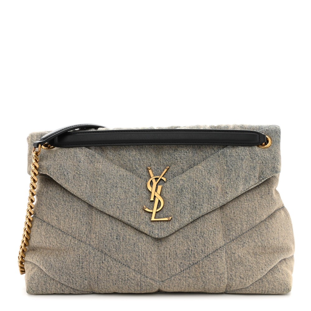 Saint Laurent  Denim Quilted Medium Loulou Puffer Monogram Chain Satchel Azur Saint Laurent  Denim Quilted Medium Loulou Puffer Monogram Chain Satchel Azur