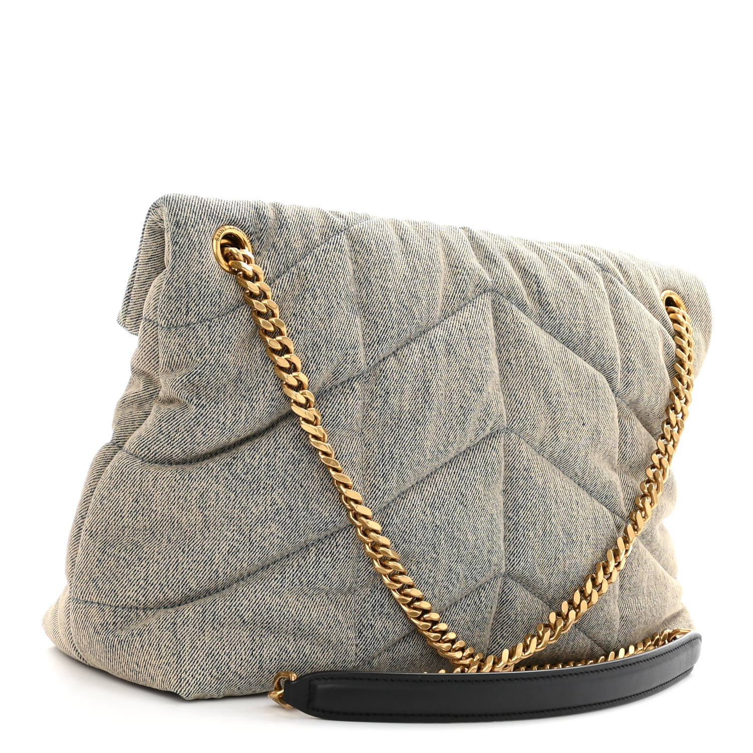 Saint Laurent  Denim Quilted Medium Loulou Puffer Monogram Chain Satchel Azur Saint Laurent  Denim Quilted Medium Loulou Puffer Monogram Chain Satchel Azur