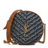 SAINT LAURENT Denim Quilted Monogram Round Crossbody Bag Rodeo Blue SAINT LAURENT Denim Quilted Monogram Round Crossbody Bag Rodeo Blue