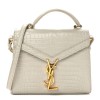 Saint Laurent  Crocodile Embossed Mini Classic Monogram Cassandra Top Handle Crema Soft Saint Laurent  Crocodile Embossed Mini Classic Monogram Cassandra Top Handle Crema Soft