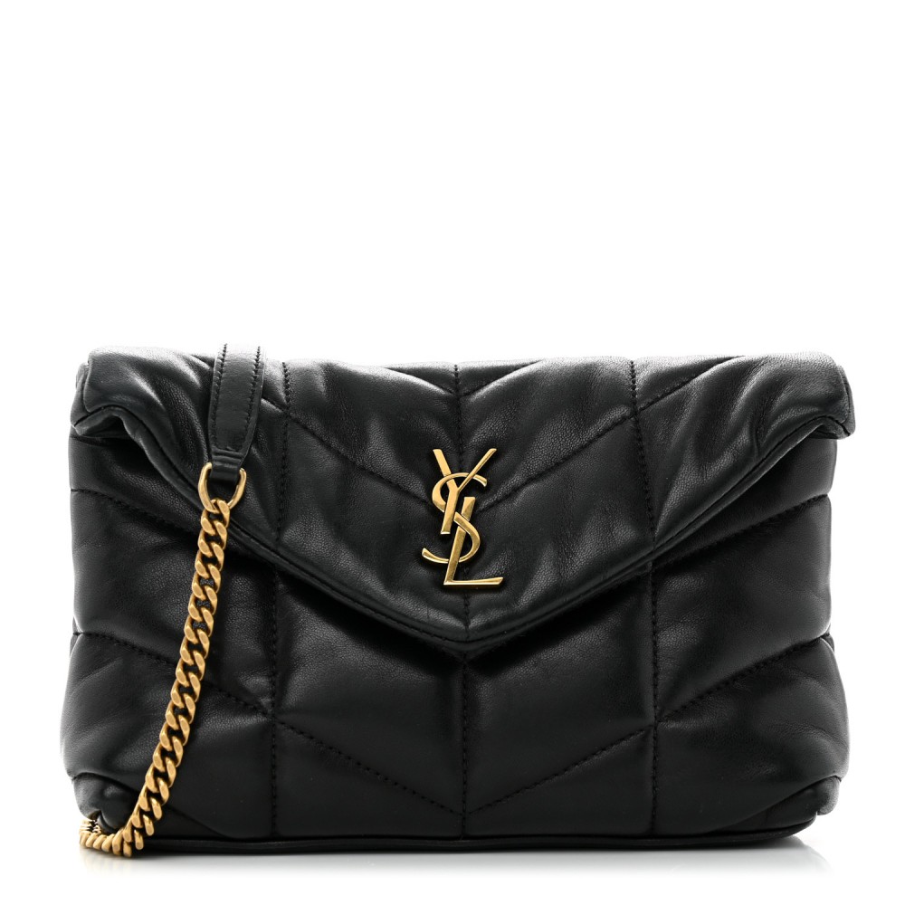 Saint Laurent  Calfskin Y Quilted Monogram Toy Loulou Crossbody Bag Black Saint Laurent  Calfskin Y Quilted Monogram Toy Loulou Crossbody Bag Black